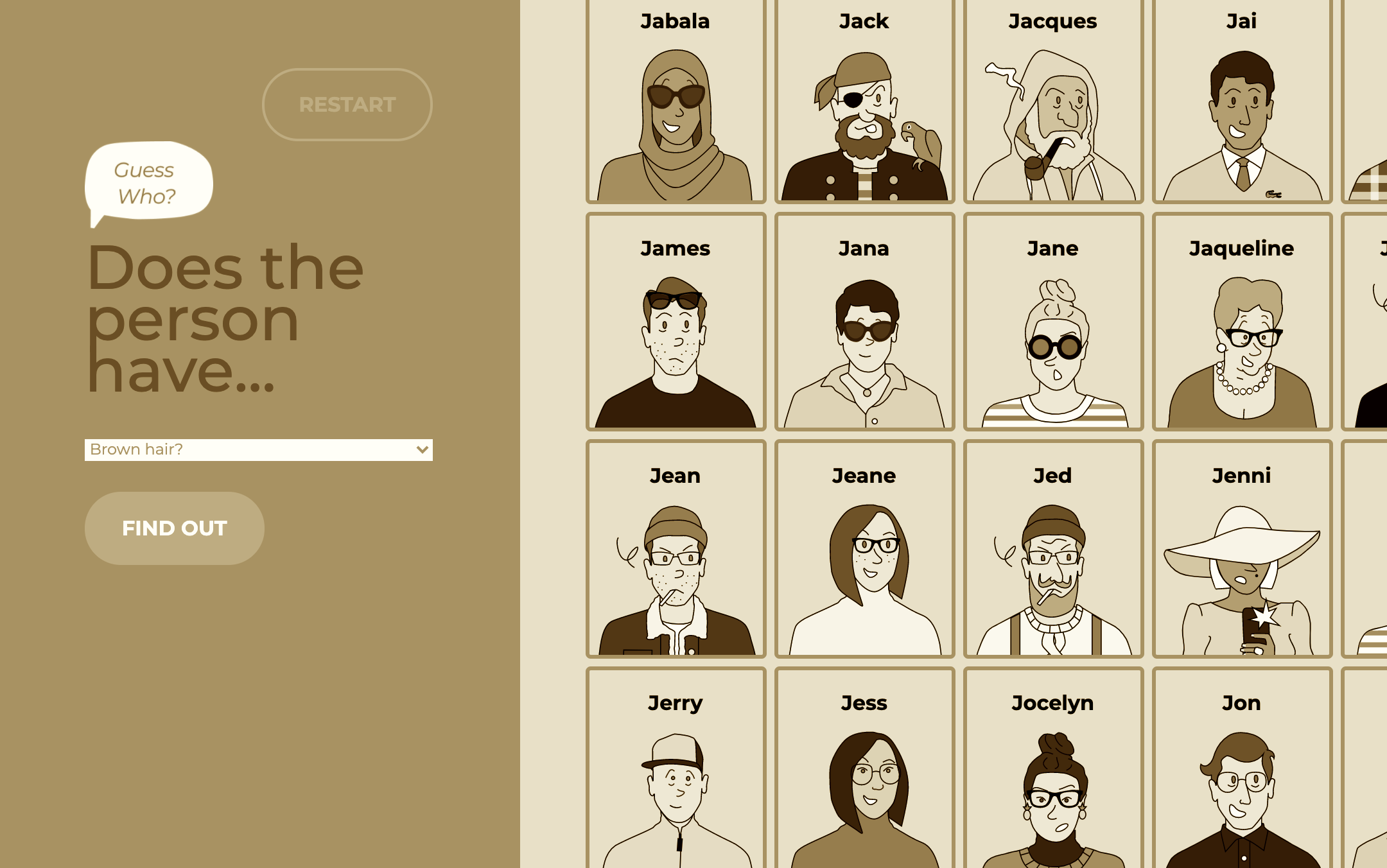 Digital version of boardgame Guess Who